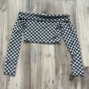 Forever 21 Black and White Checkered Crop Top